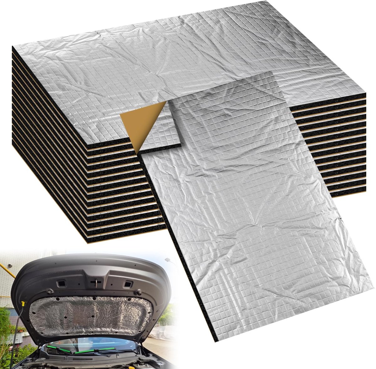 MTTproducts- Aluminiumbutylplaat 15 stuks - Zelfklevend - Geluidsisolatie - Vuurvast - Waterdicht - Anti-dreunmat - 250 x 180 x 5 mm