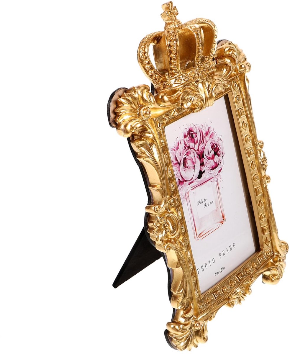 MTTproducts- Fotolijst Vintage Gouden Kroon - Hars Fotolijst - Tafel/Wandlijst - Decoratieve Fotolijst - Retro Fotolijst - Duurzaam Materiaal - Fotoframe