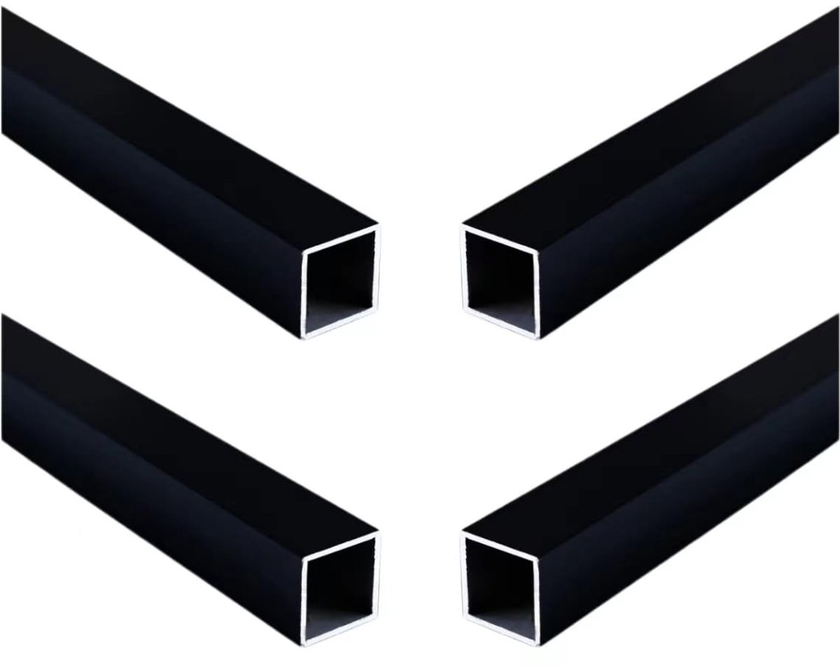 MTTproducts- Aluminium Buis 15x15x1mm - 4 Stuks - Zwart - Hoogwaardige 6063 Aluminium - Water- en Corrosiebestendig - Perfect voor Decoratie - Vierkante Buis