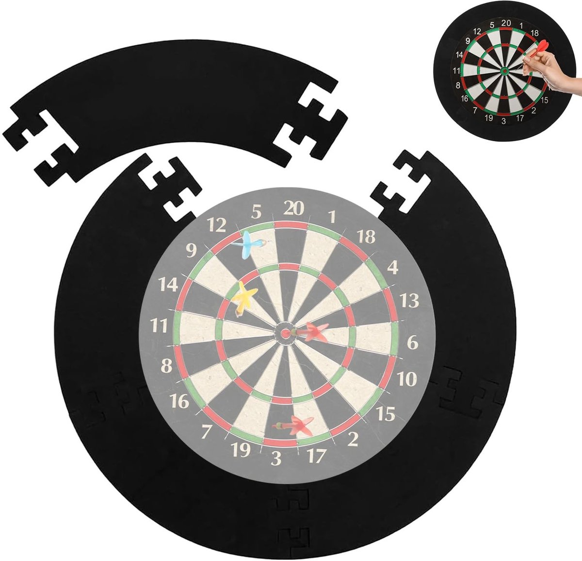MTTproducts- Dartbord Surround Ring - 5-Piece Bescherming - Geluidsabsorberend - Waterdicht - Geschikt voor Ø 45 cm Dartbord - Eenvoudig te monteren - Dartboard Bescherming
