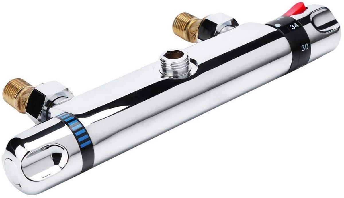 MTTproducts- Thermostaatkraan Massief Messing - Douchethermostaat met Temperatuurregeling - Thermostatische Mengkraan - Hoge Veiligheid - Eenvoudig te Monteren - Douchekraan