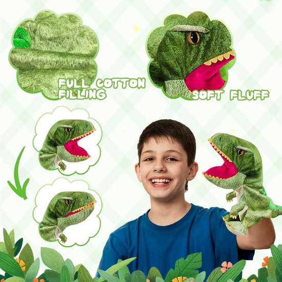 Pluche Handpop Dinosaurus Speelgoed voor Kinderen Educatief en Interactief — afbeelding 3