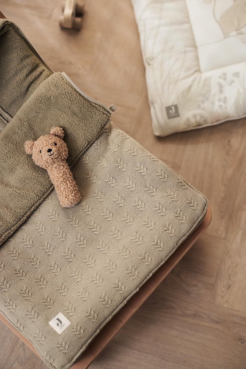Jollein Footmuff Grain Knit - Voetenzak voor Maxi Cosi en Kinderwagen - Gebreid Patroon en Fleece Voering - Voor 3- en 5-Puntsgordel - Olive Green – foto 2