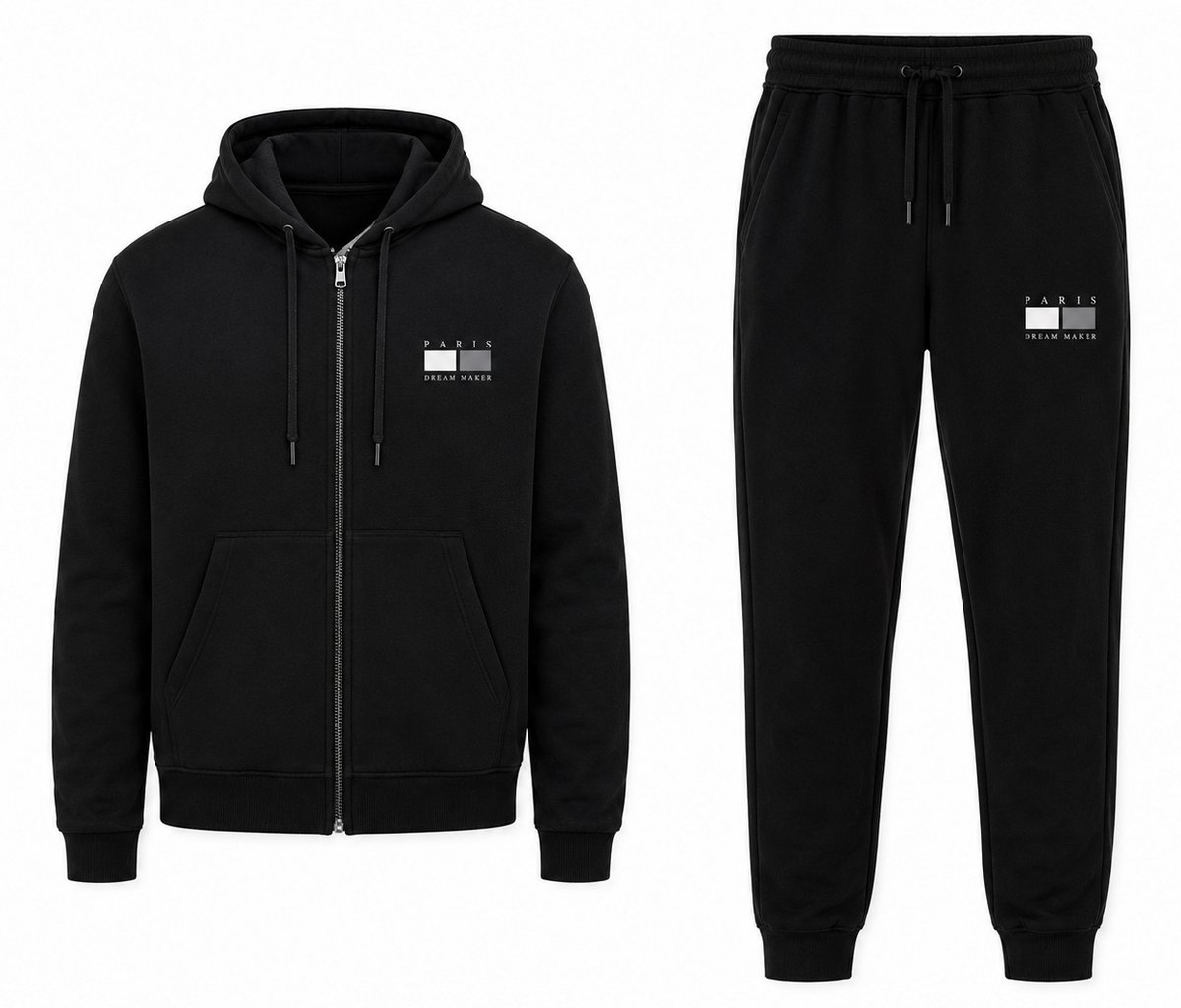 Trainingspak Heren met rits - Sportkleding Heren - Joggingpak met Joggingbroek - PARIS Dream Maker - L