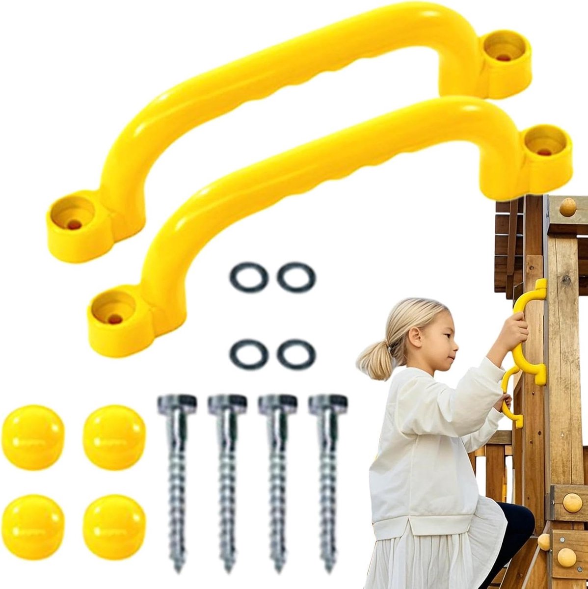 Speeltuin Handgrepen - Boomhutgrepen Klimgrepen - Actief Spelen - Antislip Grip - 26 x 8 cm - Geel