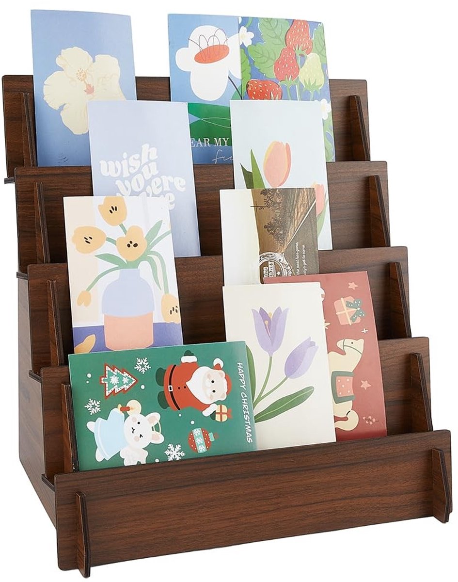 Cosensi - 4-Tier Houten Wenskaart Display Stand voor Sieraden
