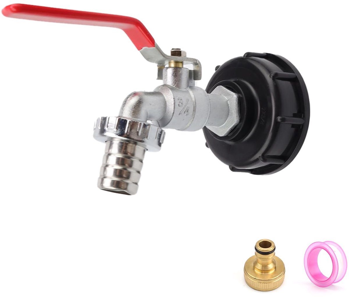 Cosensi- Watertank 1000 Liter - Kraan 3/4 Inch - Water Slangkoppeling 1/2 Inch - IBC Container Accessoires - Corrosiebestendig - Eenvoudige Installatie - Waterkraan