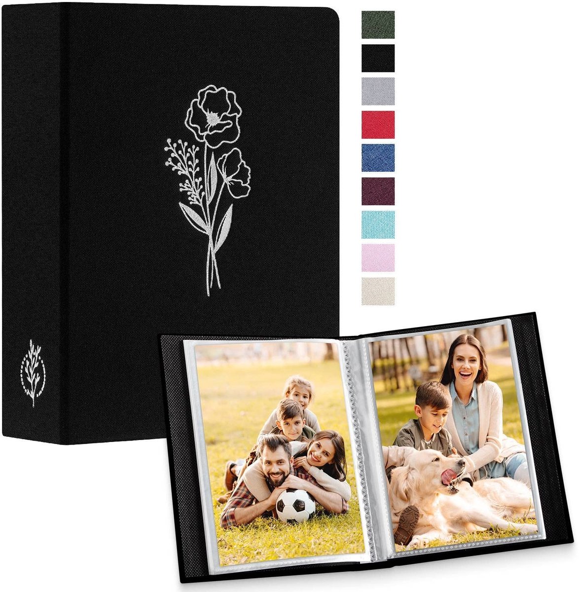 Cosensi- Fotoalbum 6x4 - 50 Foto's - Insteekalbum - Linnen Cover - Zwart - Compact - Ideaal als Cadeau - Fotoboek