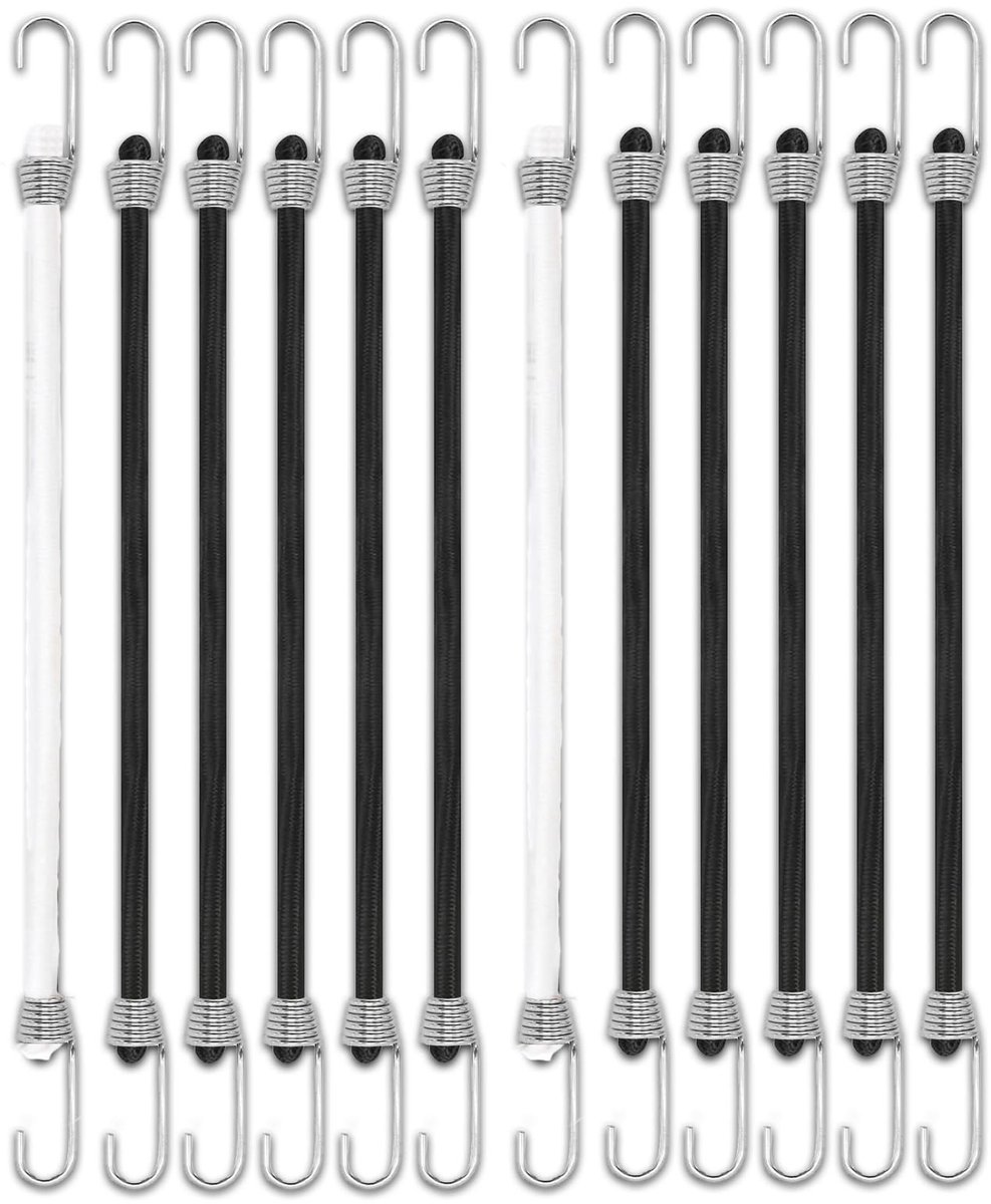 Cosensi- Spanrubber 25 cm - 12 Stuks - Haken - Multifunctionele Bagagespanner - Duurzaam Latex - Ideaal voor Camping/Outdoor - Bungee Cord