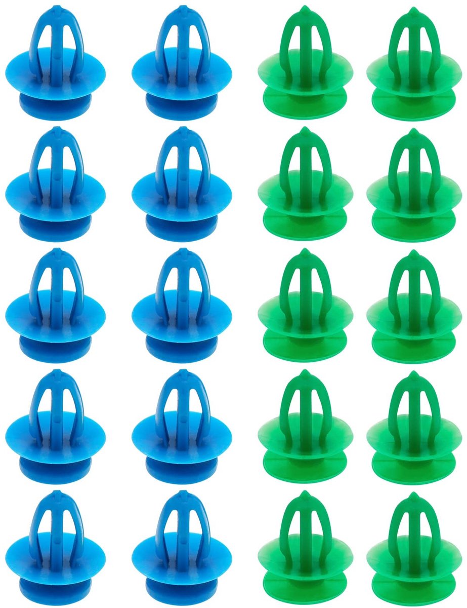 Cosensi- Deur Trim 40 Stuks - Bevestiging Clips - Compatibel met Vauxhall - Kunststof - Groen/Blauw - MPN: 7231991/13252118 - Deurbekleding Clips