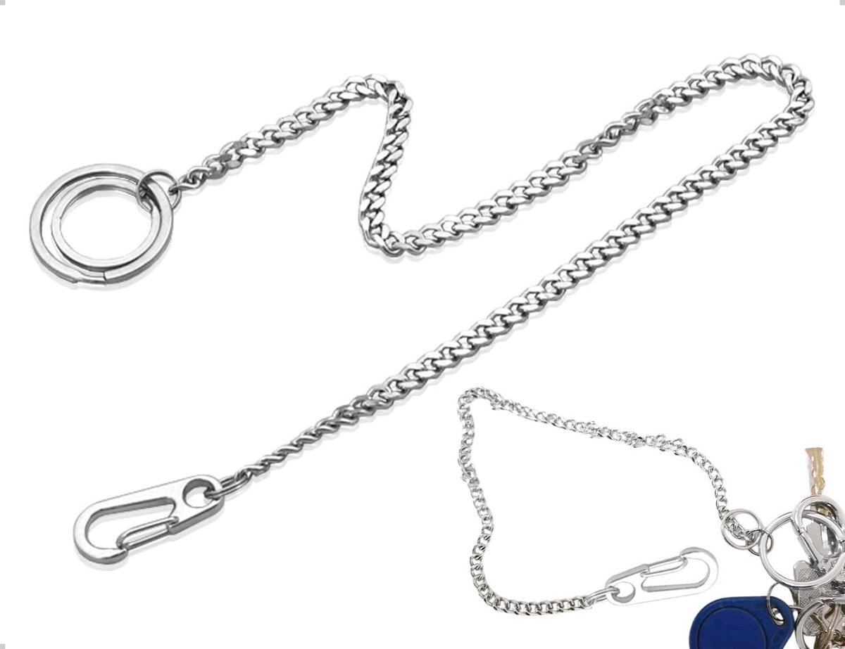 Cosensi- Broekketting 40 cm - Roestvrij Staal - Sleutelhanger - Hiphop/Punk - Dames/Heren - Elegant Ontwerp