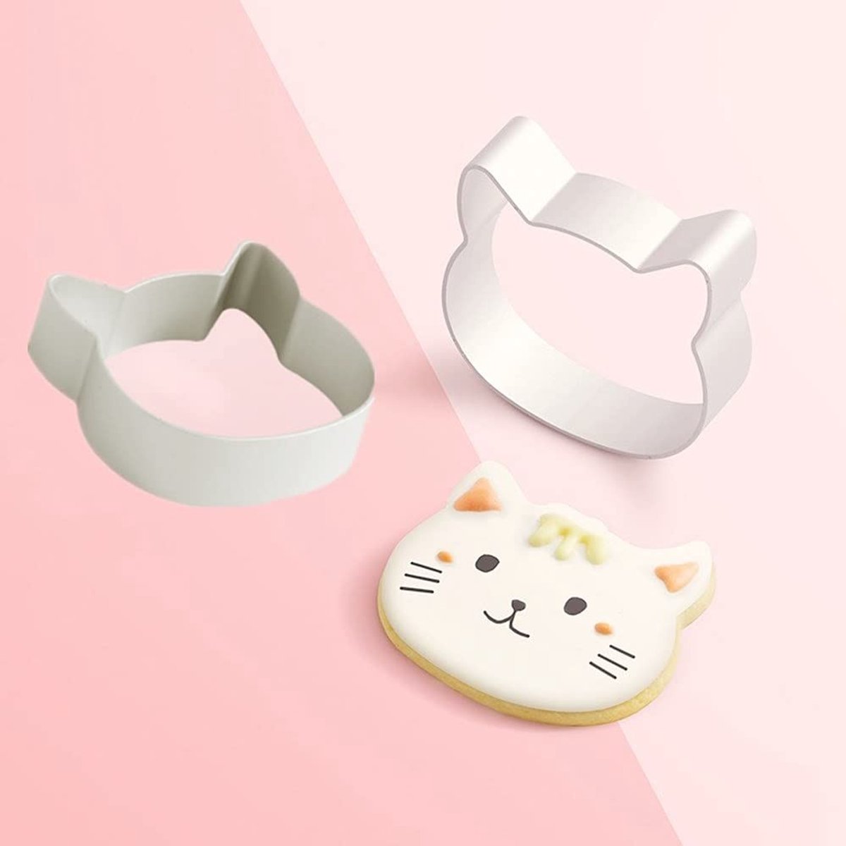 Cosensi- Koekjesvorm Hoge Kwaliteit - Uitsteekvormpjes - Roestvrij Staal - Kat Hoofd - 5,6 x 1,6 cm - Duurzaam en Veilig - Uitsteekvorm