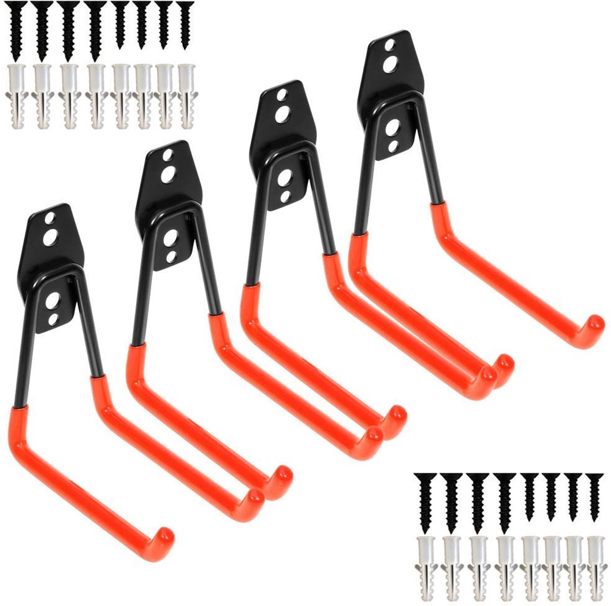 Cosensi- Garagehaken - 4 Stuks - Wandhaken voor zware objecten - Schokbestendig - Zelfklevend - Tot 30 kg - Inclusief schroeven en pluggen