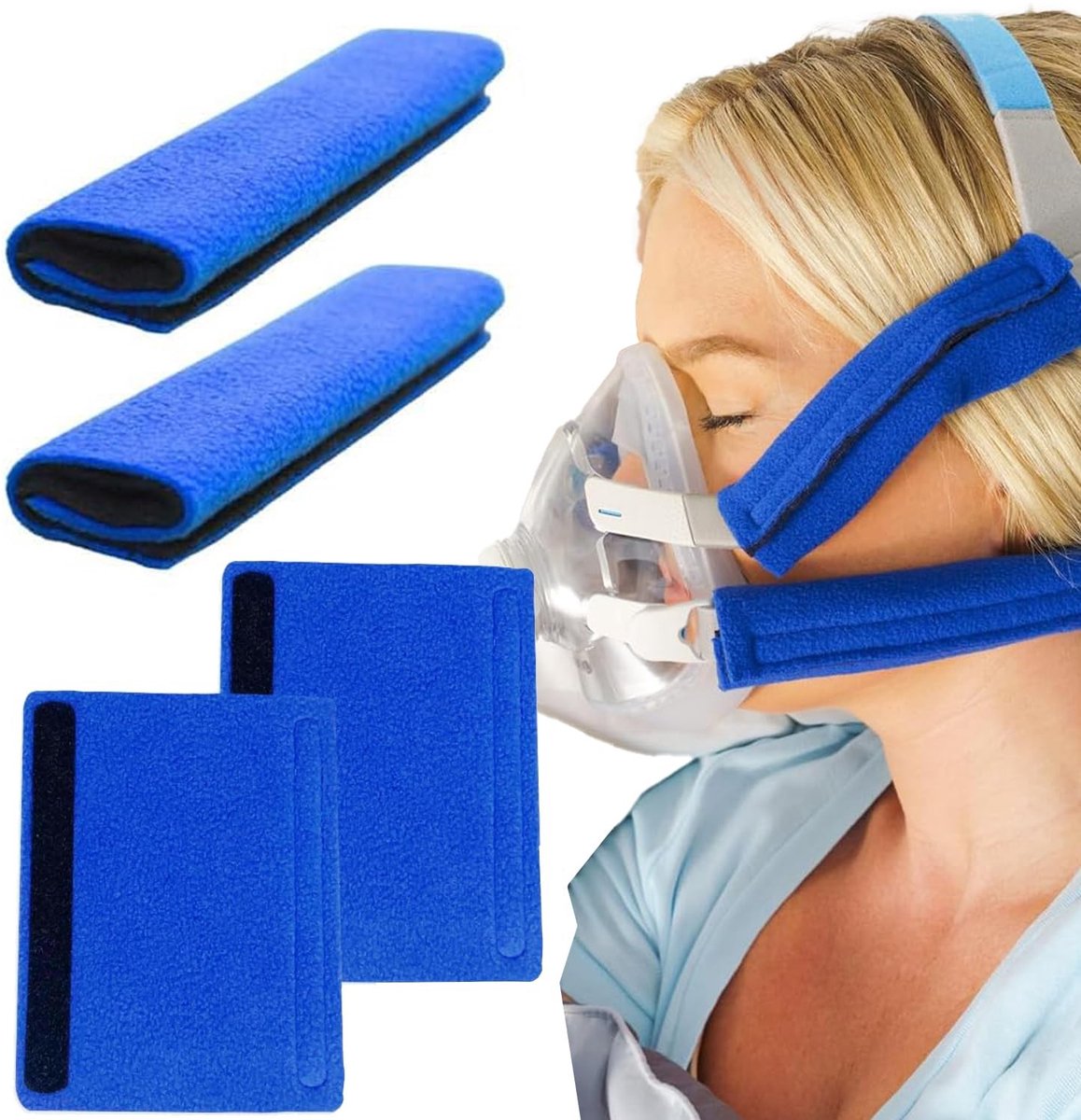 Cosensi- CPAP-bandhoezen universeel - CPAP-gezichtspads - comfort-pads - 4 stuks - ademend materiaal - schokbestendig ontwerp - Slapen