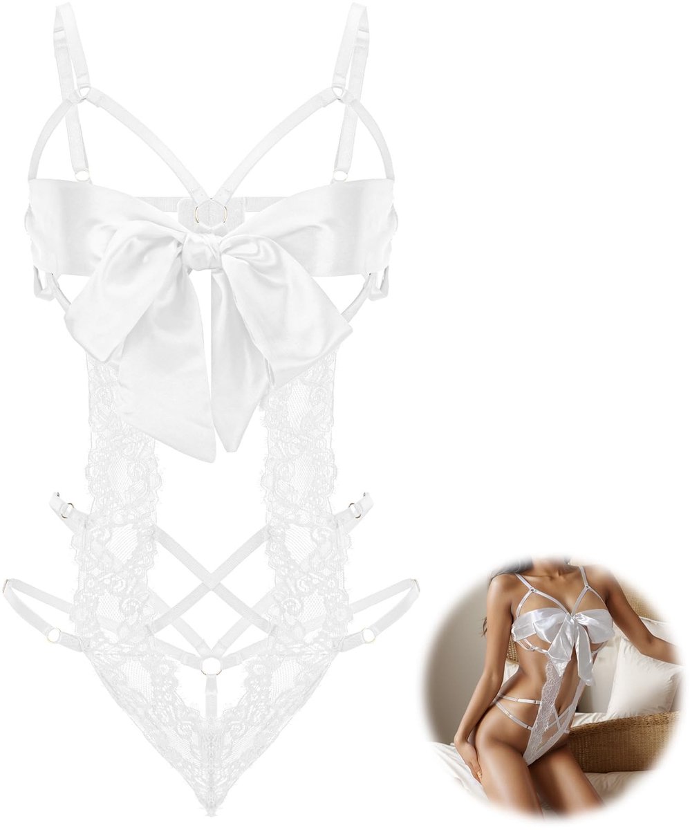 Cosensi- Lingerie Set - Sexy Kanten Bodysuit - Ondeugende Lingerie - Lingerie met Grote Strik - Aansluitende Pasvorm - Ideaal voor Combinaties
