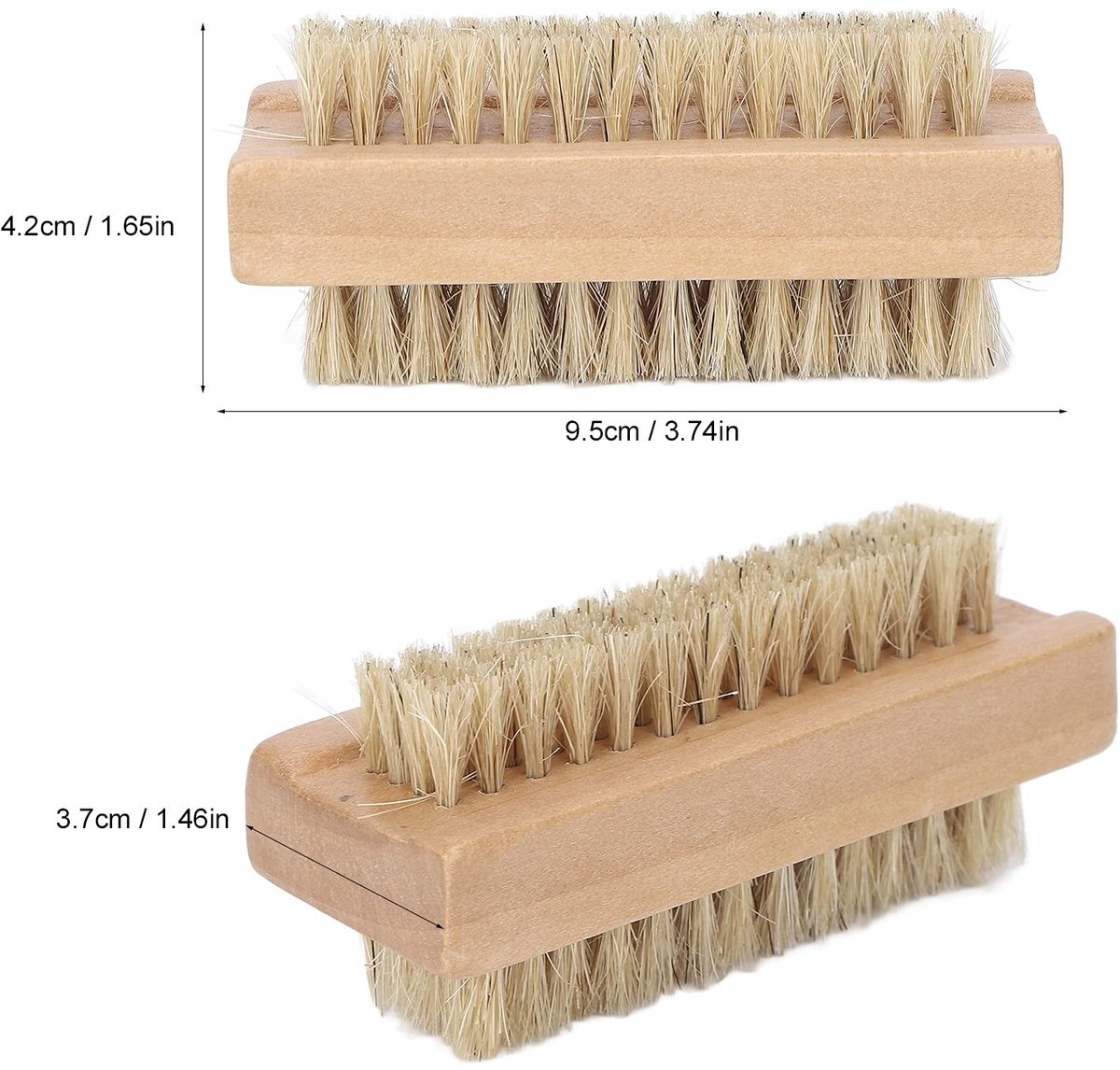 Cosensi- Nagelborstel Dubbelzijdig - Nagelreinigingsborstel - Houten Borstel - Varkenshaar - Voor Manicure/Pedicure - Afmetingen 9,5 x 3,7 x 4,2 cm