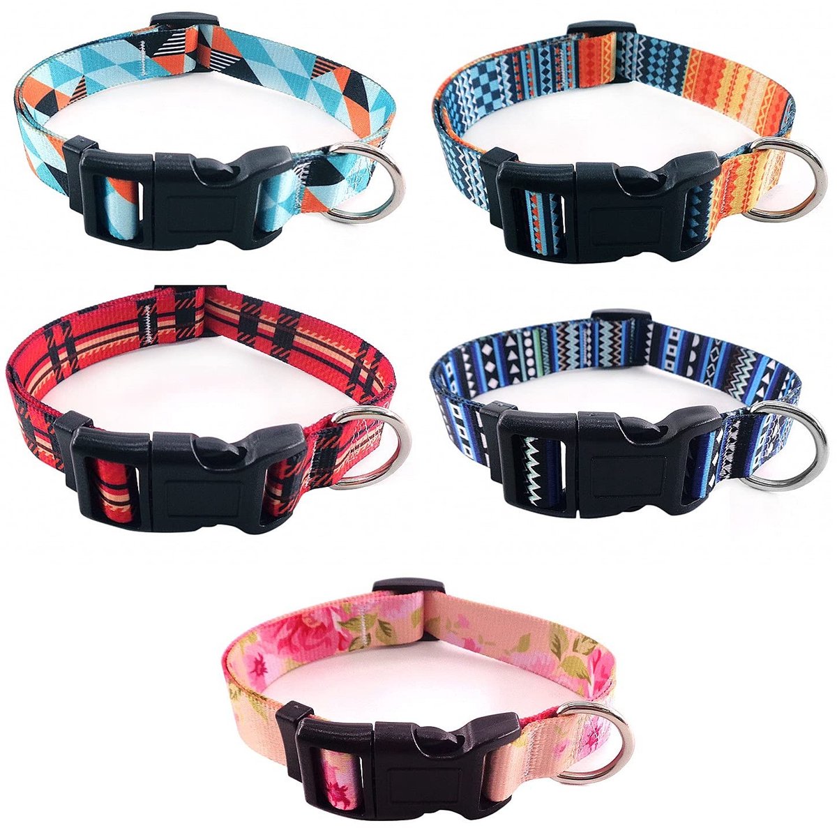 Cosensi- Hondenhalsband Verstelbaar 27-42 cm - 5x Bohemia Afdrukken - Nylon - Identificatiehalsbanden - Geschikt voor Puppy/Kleine Honden - Duurzaam en Wasbaar - Halsband