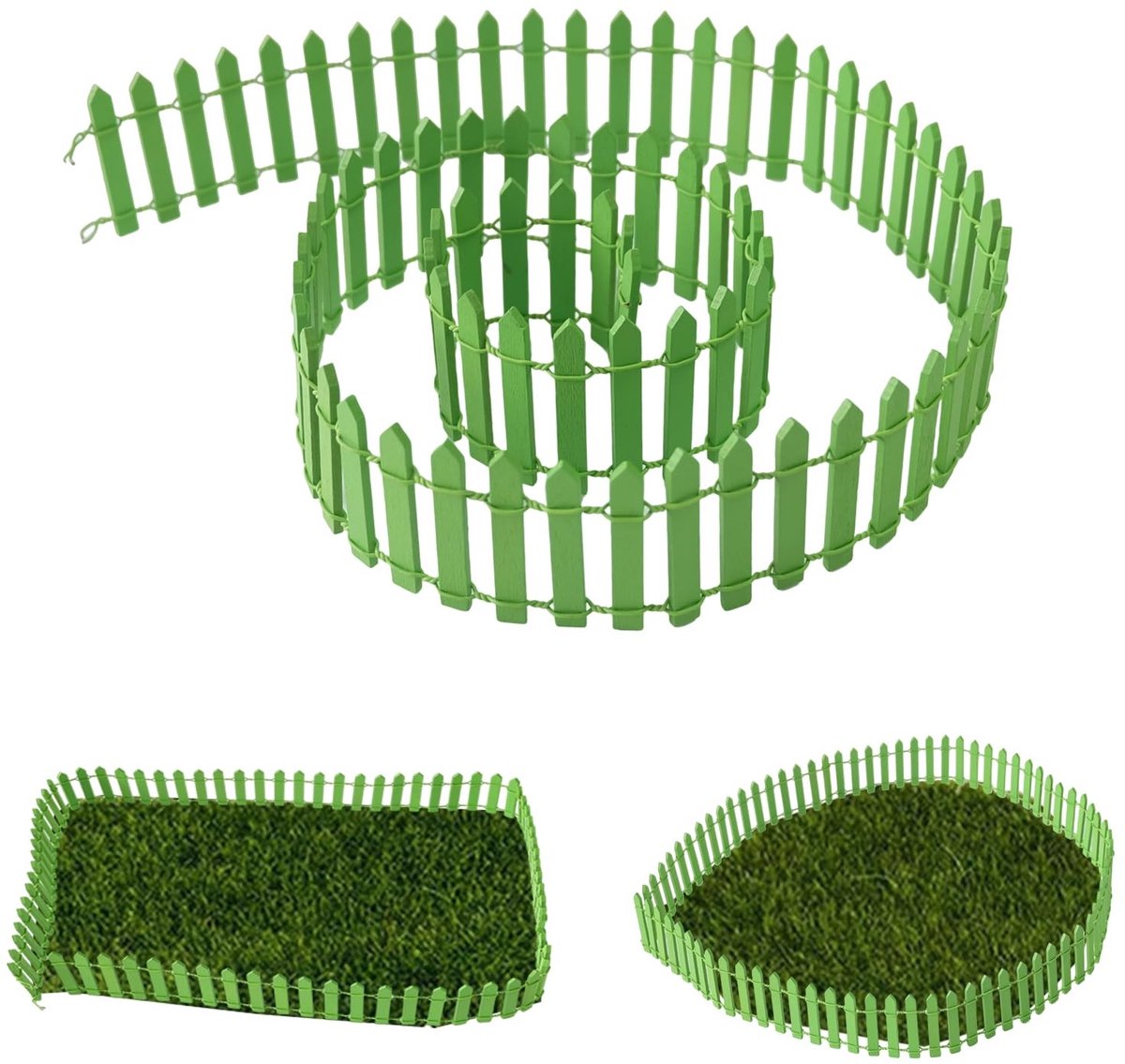 Cosensi- Tuinhek Miniatuur - Houten Tuindecoratie - DIY Ornament - Sprookjestuin Decoratie - Groen Coating - Duurzaam Materiaal - Tuinornament