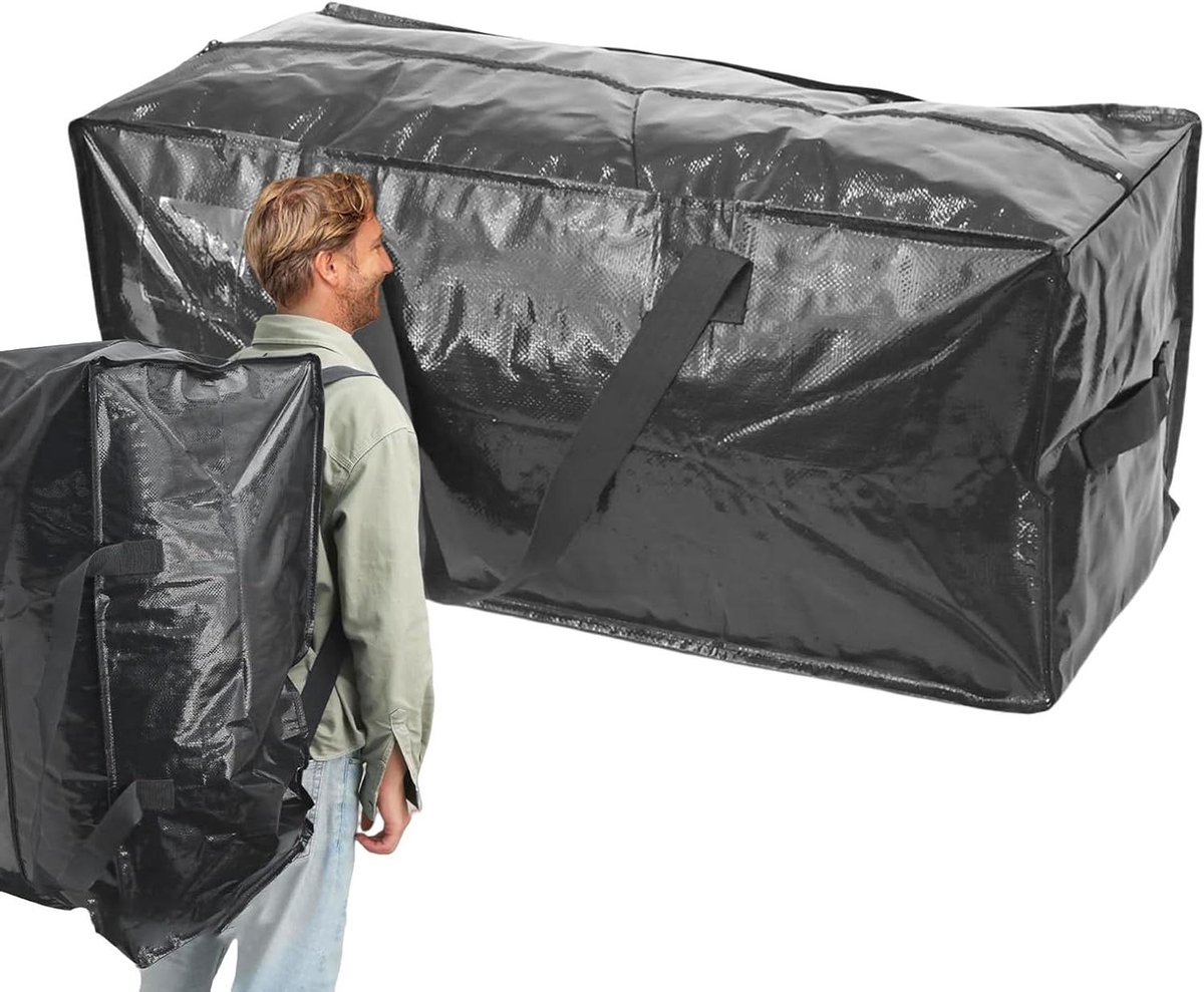 Opvouwbare Verhuisdozen - Opbergzakken Kleding - Spullen Opbergen - Waterdicht Stevig Handvat - 408L x 198B cm - Zwart