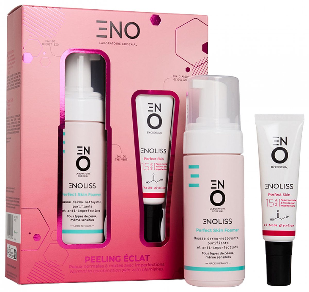 Codexial Enoliss Perfect Skin Foamer 150 ml + Perfect Skin 15 AHA Emulsie Vernieuwende Nacht Micro-Peeling 30 ml