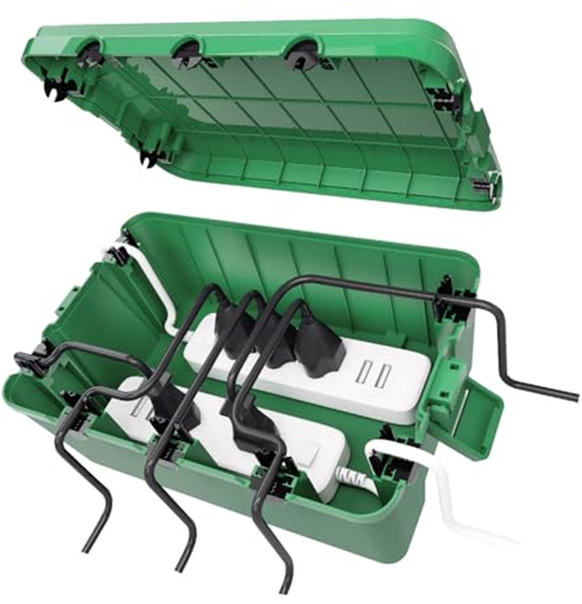 Extra grote kabelbox voor buiten - waterdicht met 7 ingangen en timerstopcontact