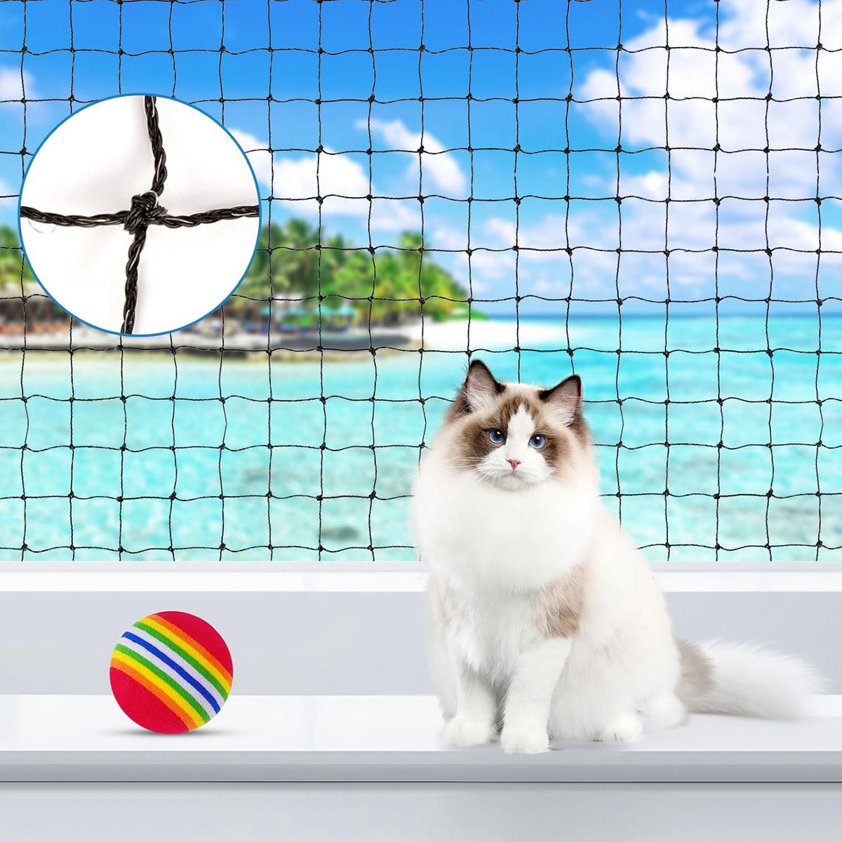 Draadversterkt Veiligheidsnet voor Katten voor Balkon en Raam - 3x10m
