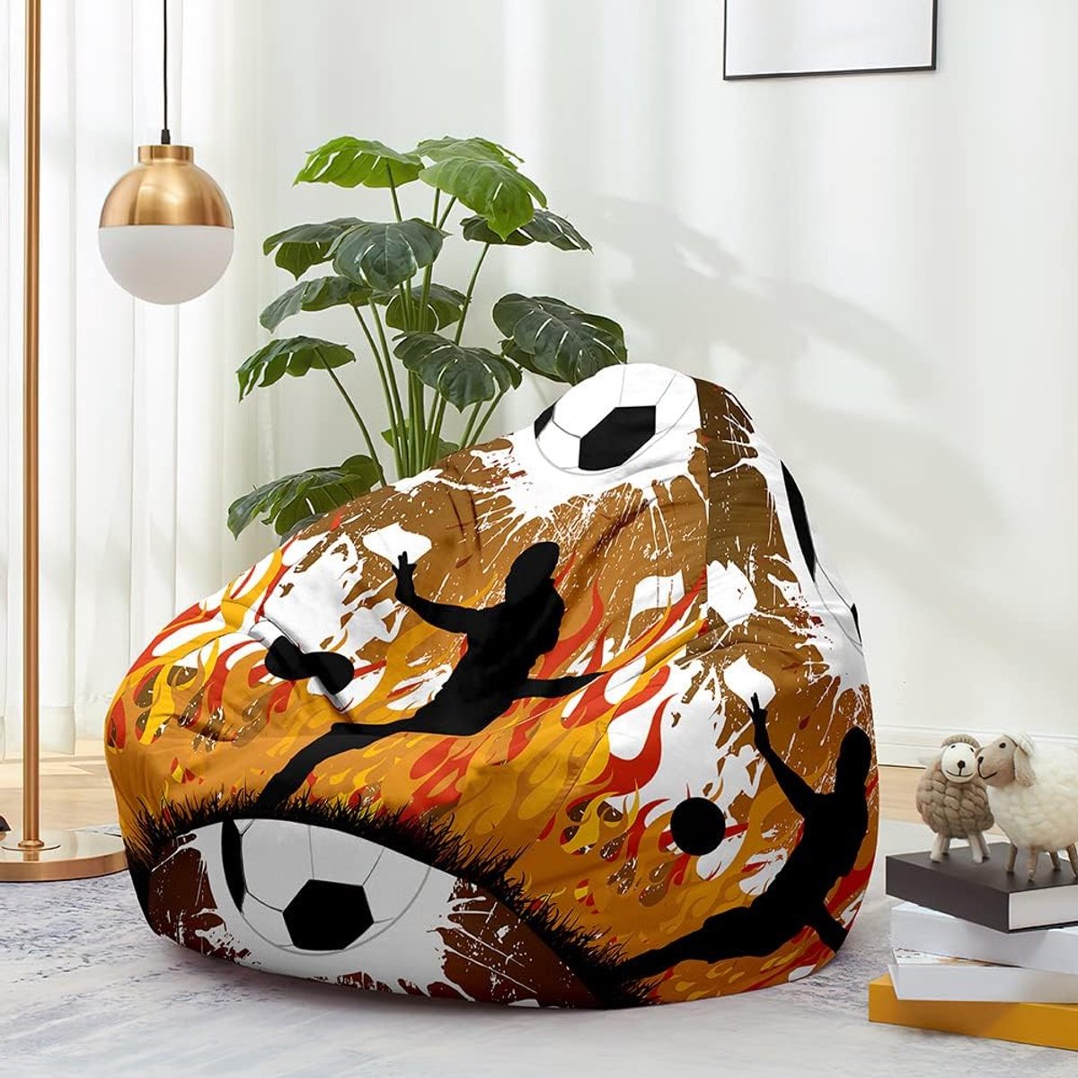 Grote Wasbare Zitzak Voetbal Design - Comfortabele Zitzakhoes zonder Vulling voor Binnen en Buiten