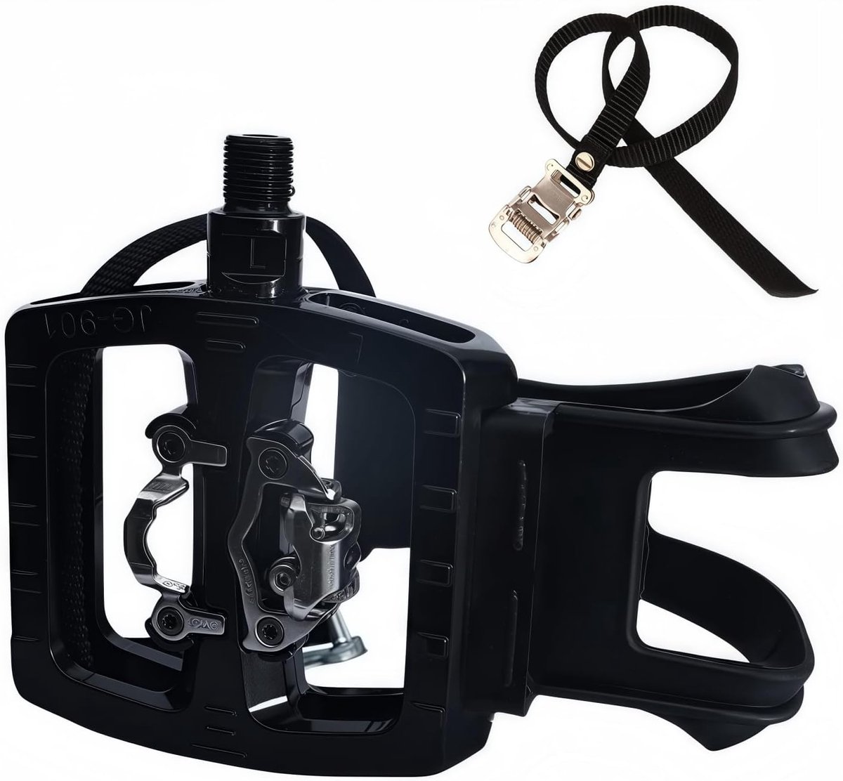 Hybride Fiets Pedalen met SPD Clip en Voetkooi - Geschikt voor Hometrainer, Spinning en Stadsfietsen (9/16 inch)