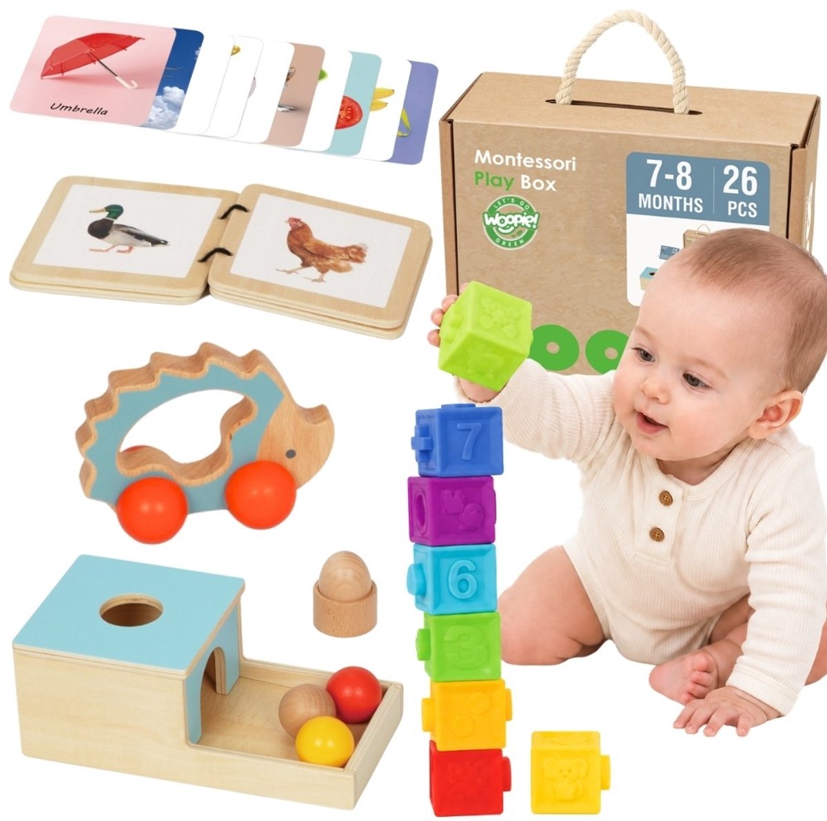 Woopie Green Box Xxl Montessori Educatief 6-in-1 Sensory Box 7-8 Maanden 26 Stuks Fsc - UNI