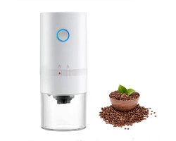 Koffiemolen, USB oplaadbare elektrische koffiemolen, keramische conische molen, espressomolen, draagbare elektrische koffiemolen - wit