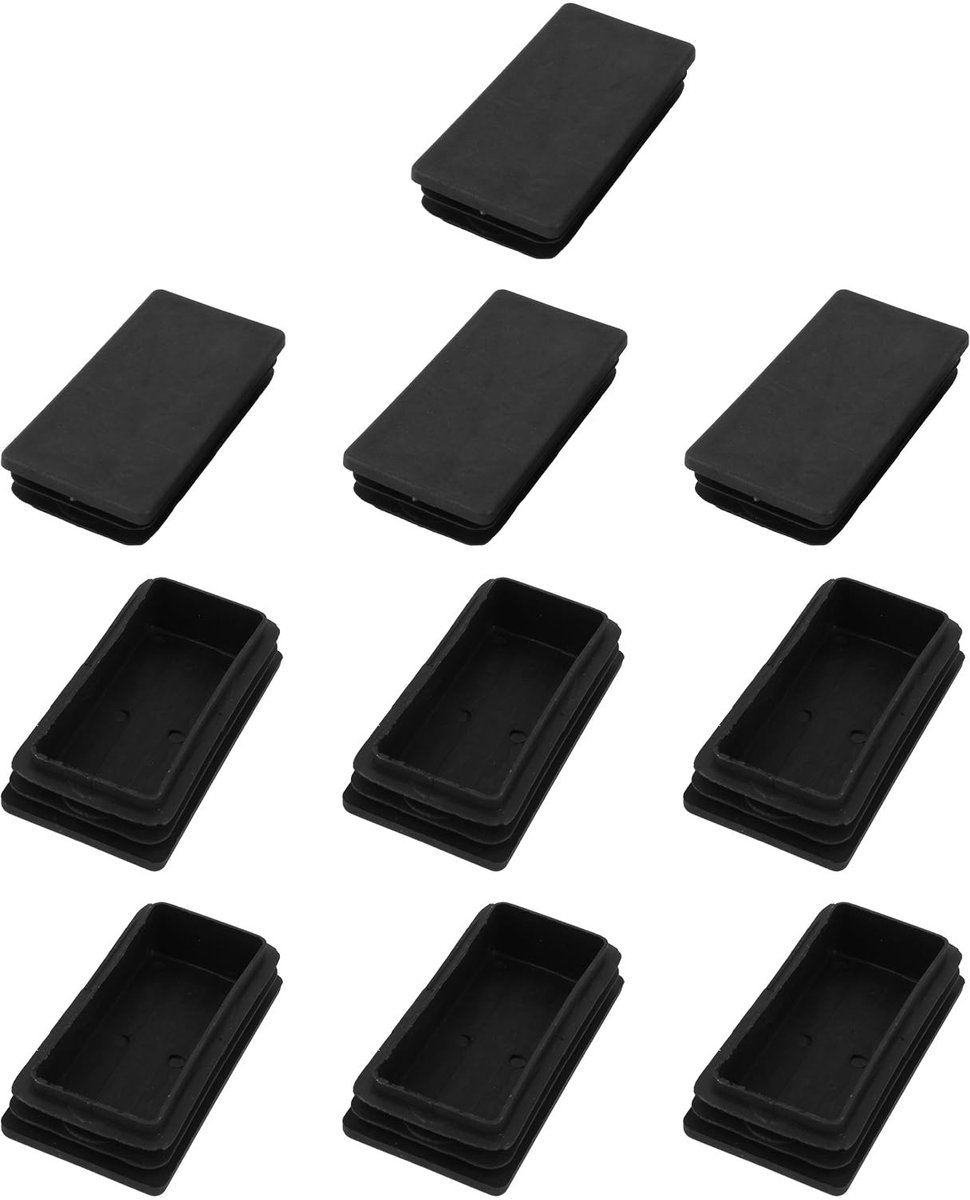 Dailygoods - Rechthoekige Eindkappen 100 x 50 mm, 10 Stuks voor Meubelpoten, Zwart