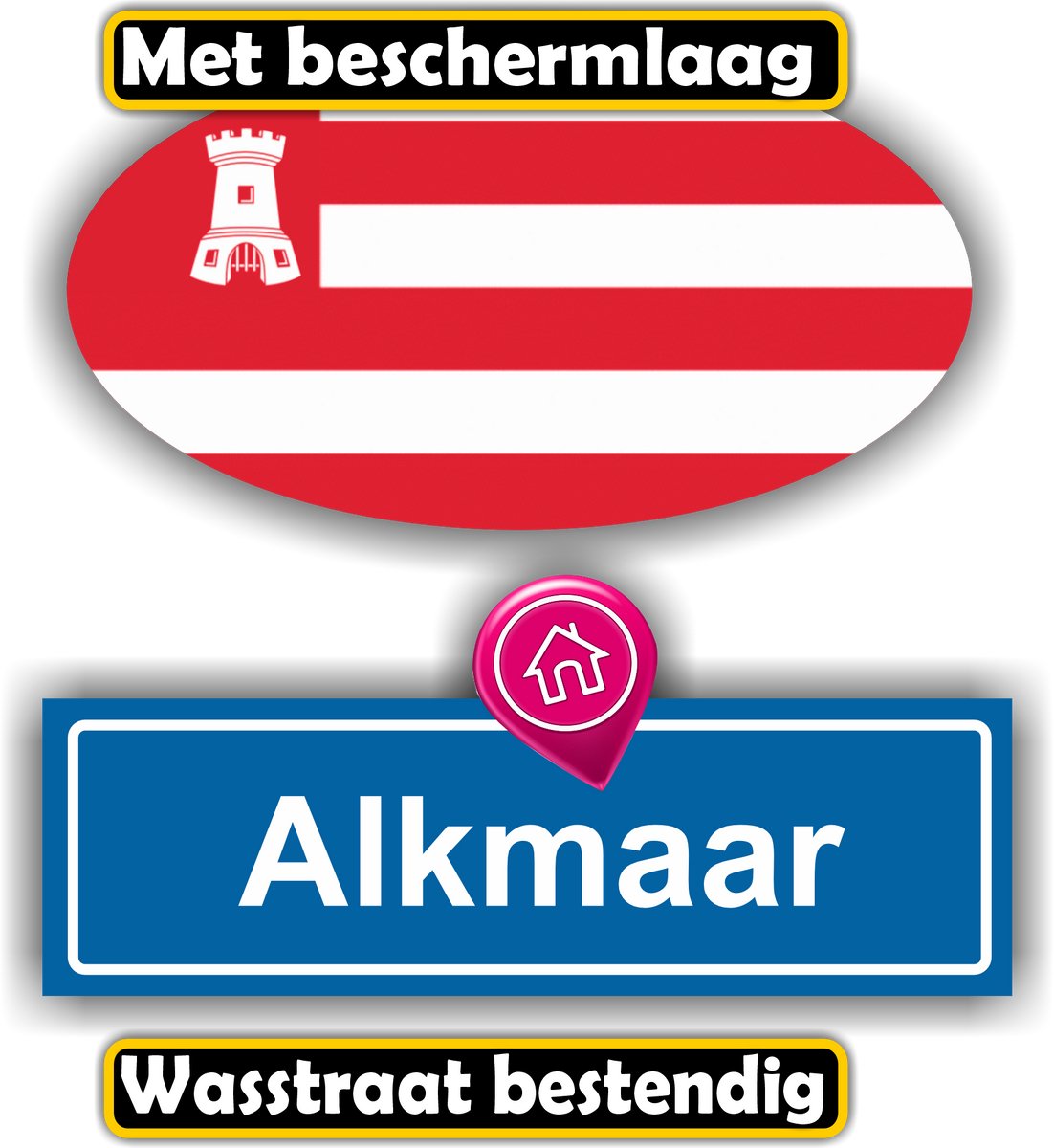 Jerma - Alkmaar - Auto - Sticker - set 2 - Ovaal 13x7 cm - rechthoek 13x6 cm - Zelfklevend - Vinyl
