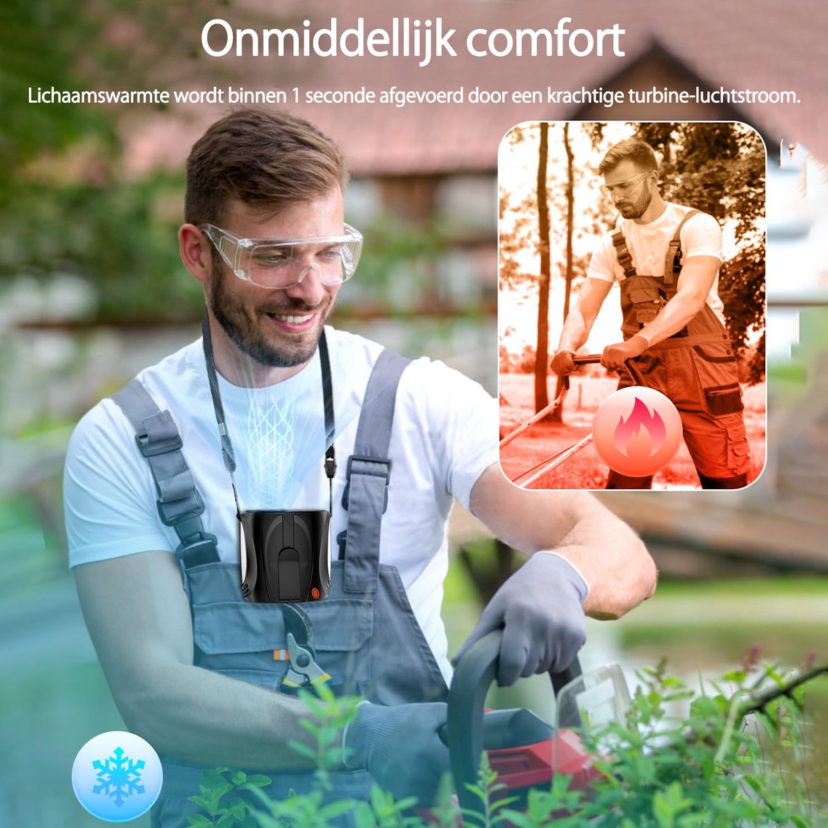 Svintora Handventilator Multifunctionele - 6000 mAh Mini Ventilator - Draagbare Oplaadbaar NekVentilator Met koeling - 6 Standen Tailleventilator Clipventilator voor de taille - Zwarta — afbeelding 3