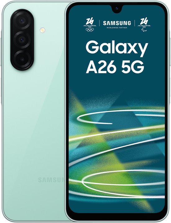 Samsung Galaxy A26 5G Mint 256GB smartphone, 6,7″ Super AMOLED scherm, 50MP camera, IP67 waterdicht, Exynos 1380 chipset