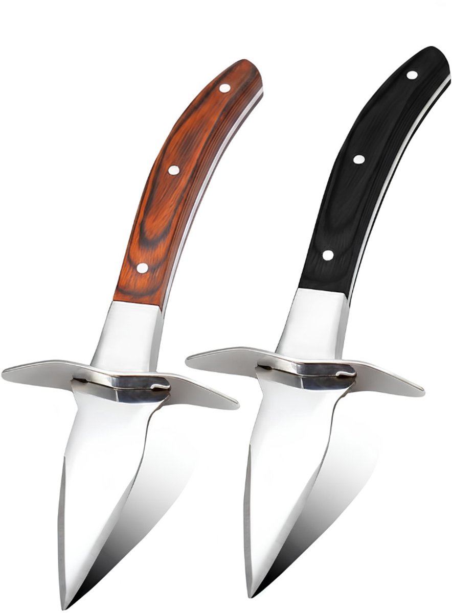 KAD® Mes - Oestermes - Beschermhandschoen - Bruin en Zwart - 17cm x 4cn x 3cm