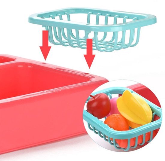 Kinder keuken gootsteen met stromend water - Vaatwasser speelgoed set met werkende kraan en afvoer - Simulatie afwas spel - Leerzaam cadeau voor peuters en kleuters — afbeelding 4