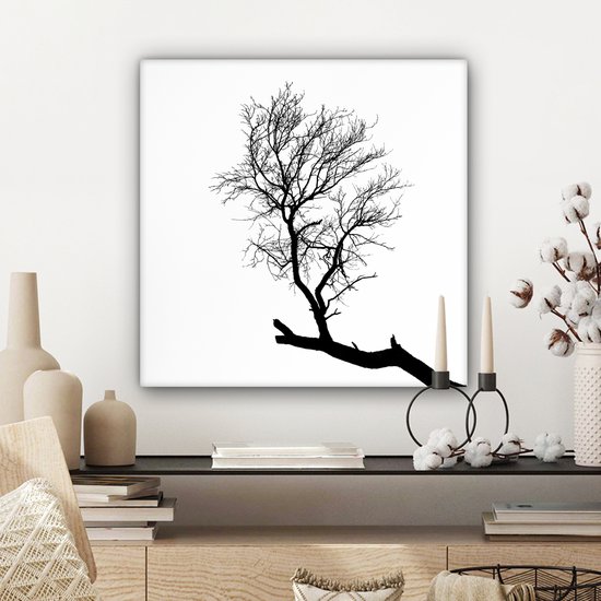 Silhouette d'une branche d'arbre 50x50 cm - Tirage photo sur toile (Décoration murale salon / chambre)