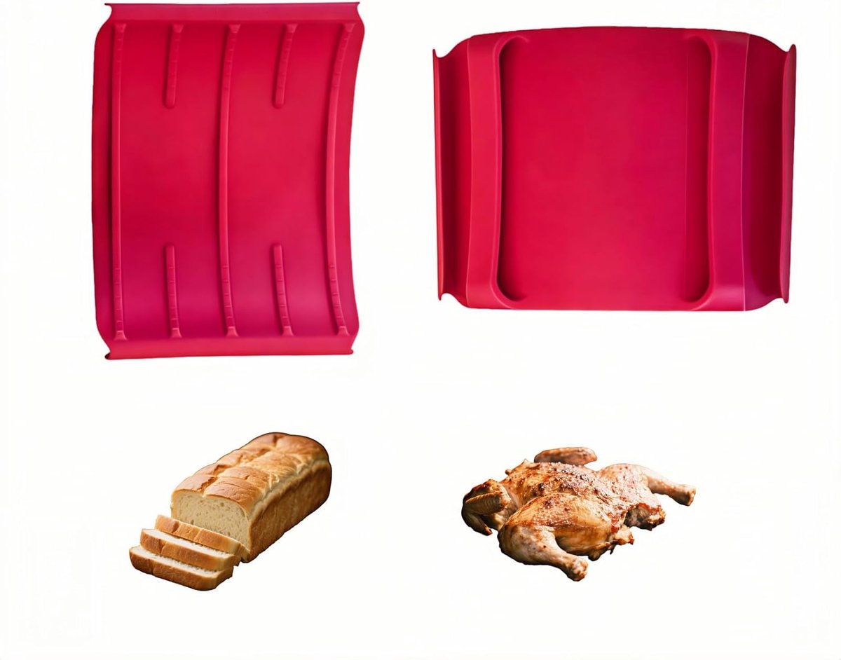 1 paar siliconen keukenklemmen - 17,8 × 13,3 × 2 cm - Antislip - Hittebestendige siliconen van voedselkwaliteit - Geschikt voor het snijden, het verwijderen van warm voedsel uit de oven of airfryer en kommen - Rood
