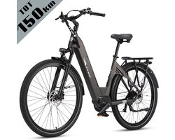 TTGO C7 SE Elektrische Fiets – 36V 18Ah Lithium Accu – Actieradius tot 150 km – Middenmotor – 28×2.0 inch Banden – Hydraulische Schijfremmen – Shimano 9 Versnellingen – Verende Voorvork met Lock-out – Elektrische Stadsfiets – Grijs