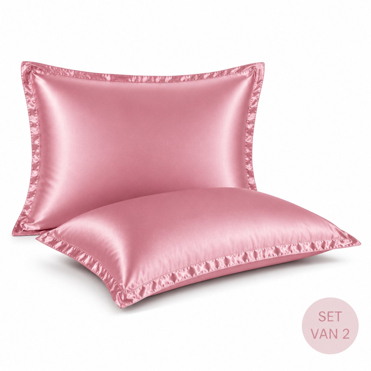 Satijnen Kussenslopen 60x70 - Roze - Ademend & Temperatuurregulerend - voor Haar, Huid & Ontspanning - Set van 2