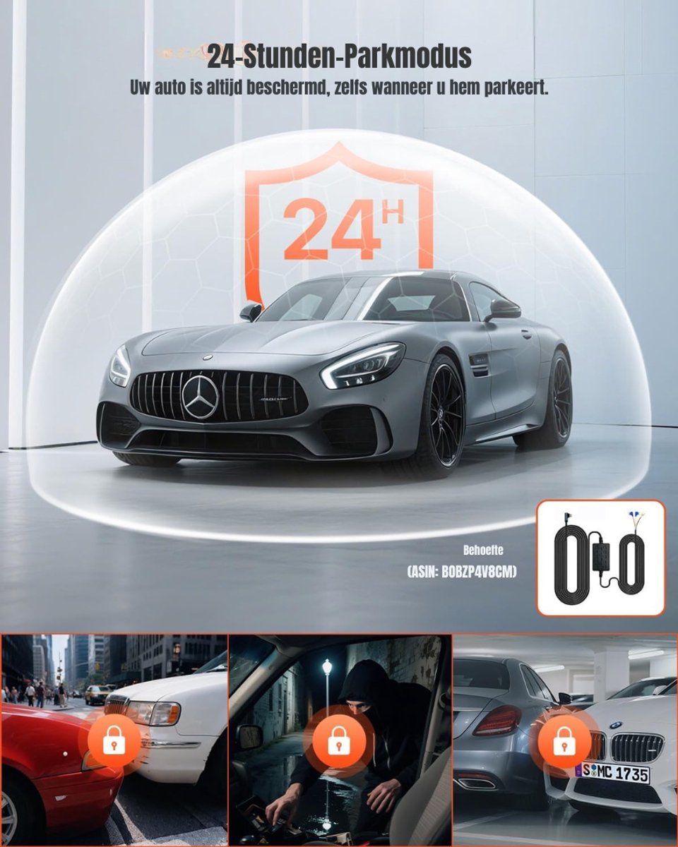 TIM® Dual Dashcam - Dashcam Voor Auto 1080p - Voor en Achter Camera – Zwart - 9cm x 11cm x 5cm – foto 4