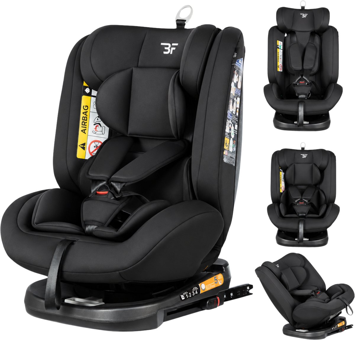 Bebies First Autostoel Kiddo I-Size 360° Draaibaar & Isofix Groep 0/1/2/3 (40-150 cm) - Zwart