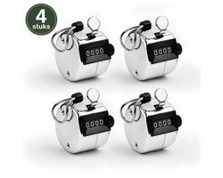 Handteller- 4 Stuks- Teller- Personenteller- Handmatige Klikteller- Hand Tally Counter- RVS
