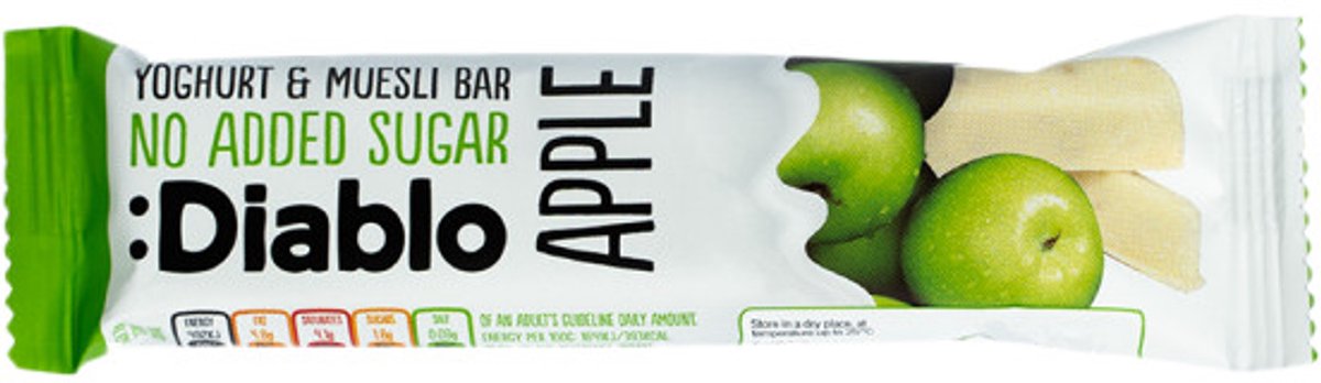 Diablo | No Added Sugar | Apple Yoghurt Muesli Bar | 1 x 30 gram | Snel afvallen zonder poespas!