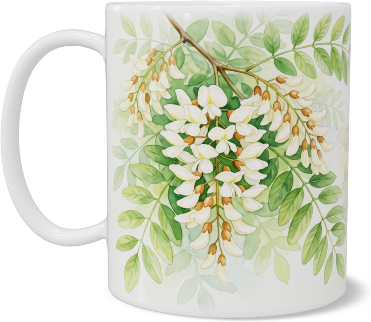 Mok met robinia illustratie - Robinia pseudoacacia - Natuur mok