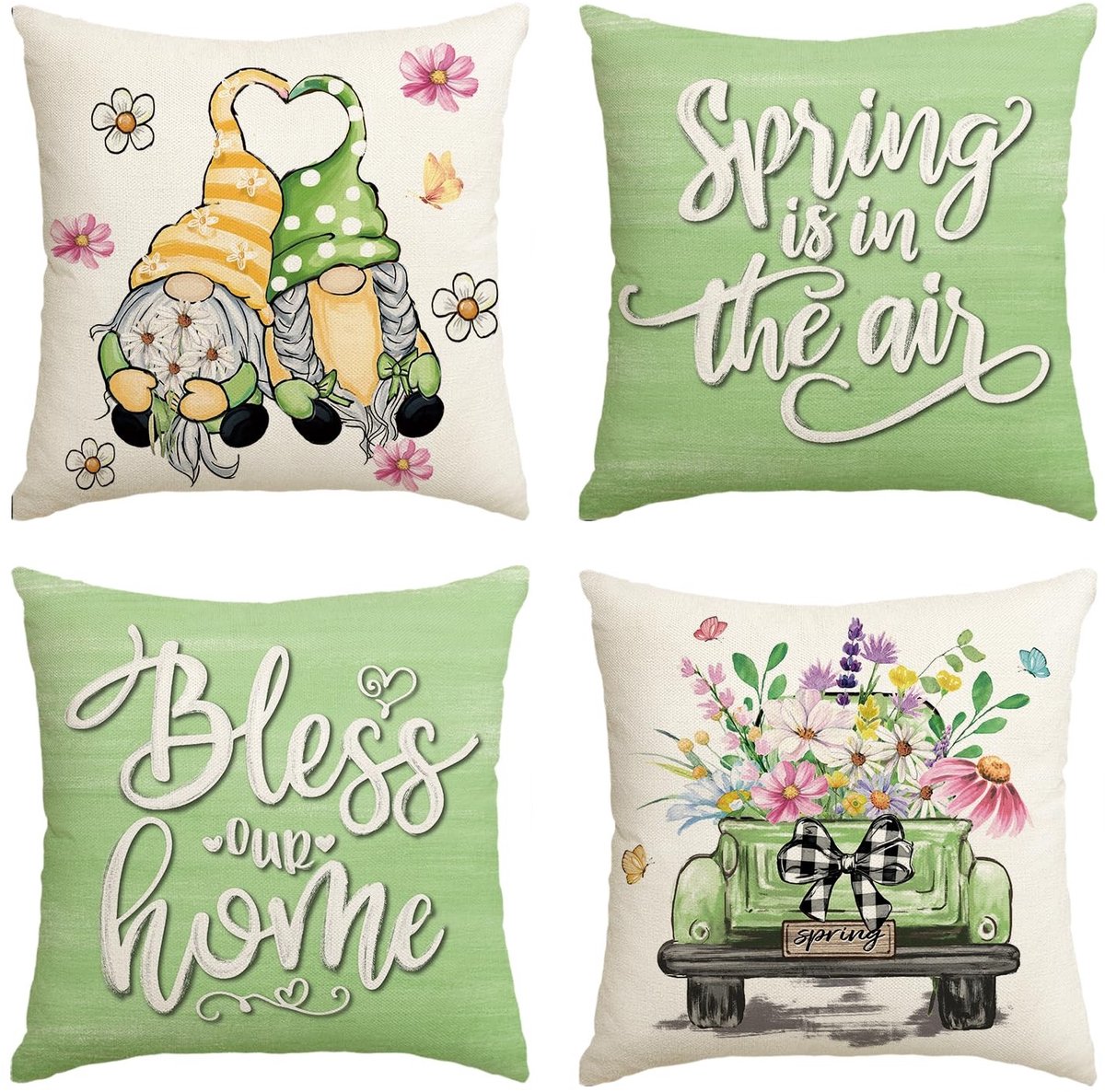 Dailygoods - Kussenslopen Set van 4 - Decoratieve Kussens - Zomer Bloemen en Bladeren - 45x45 cm - Voor Woonkamer en Slaapkamer - Comfortabel en...