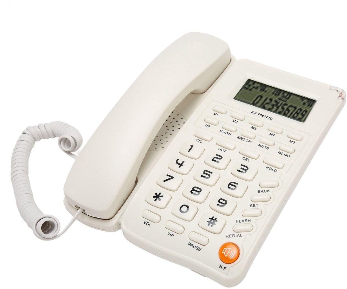 Dailygoods - Bedrade Telefoon - Nummerherkenning - Eenvoudige bediening - Wit - Grote knop - Ideaal voor ouderen en kantoren - Duurzaam en energiezuin