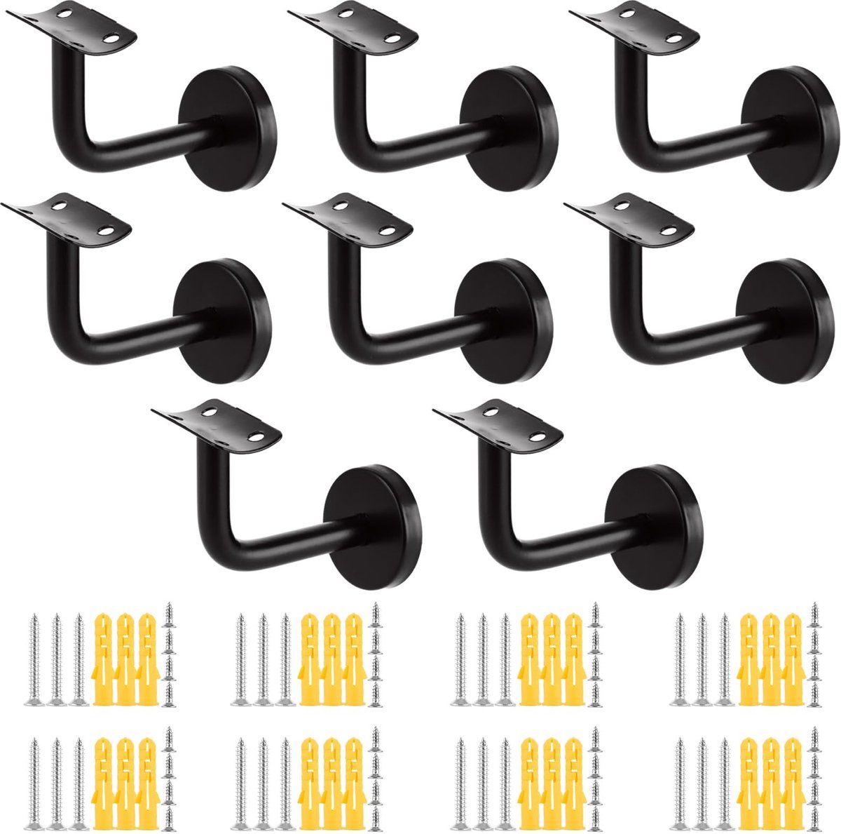 Dailygoods - Dailygoody - Leuninghouders - Roestvrij staal - Zeer sterk - Zwart - Balustrade - Ideaal voor binnen en buiten - 8 stuks