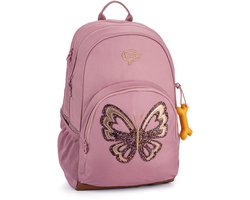 Stones and Bones Aspen 3.0 - Sac à dos - 2 Compartiments - Poche avant - Compartiment pour ordinateur portable - Papillon à paillettes - Lila