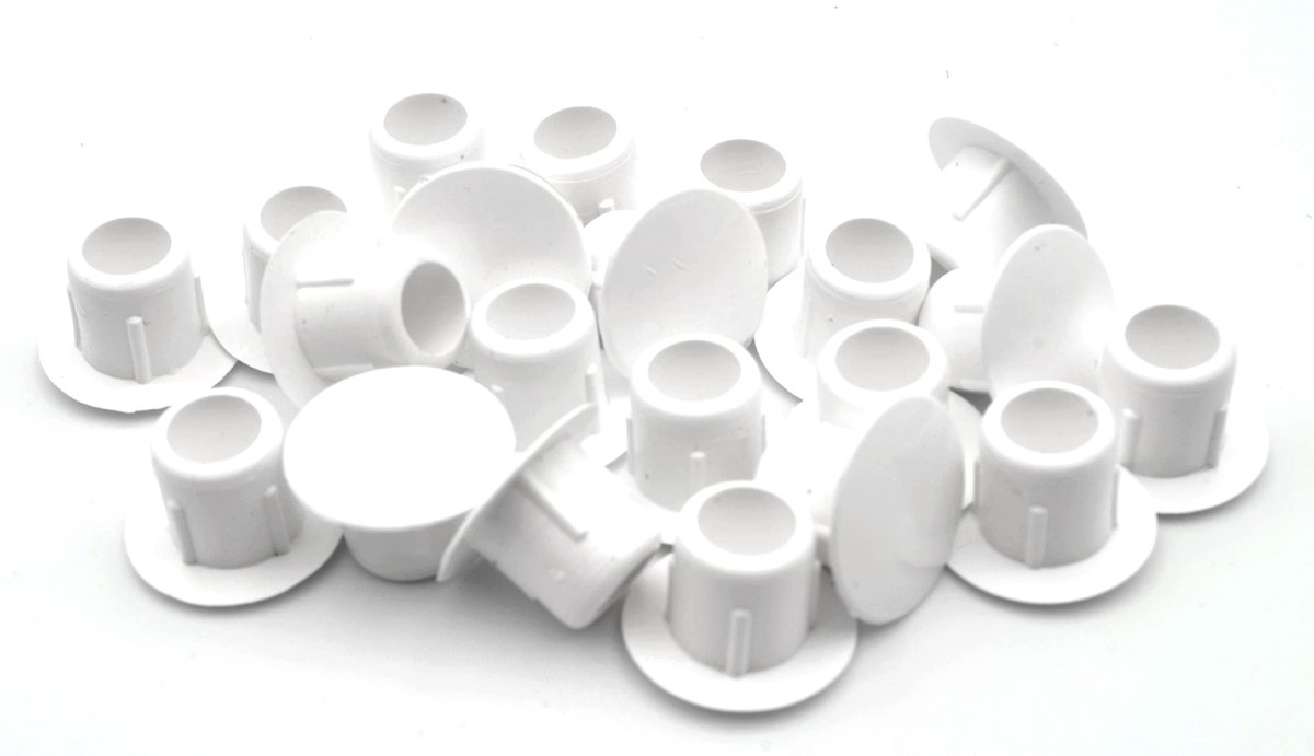 Dailygoods - Dailygoody - Afdekstoppen - Boorgaten Afdekken - Eenvoudig Indrukken - Wit - Polyethyleen - 20 Stuks - Geschikt voor Ø 10 mm